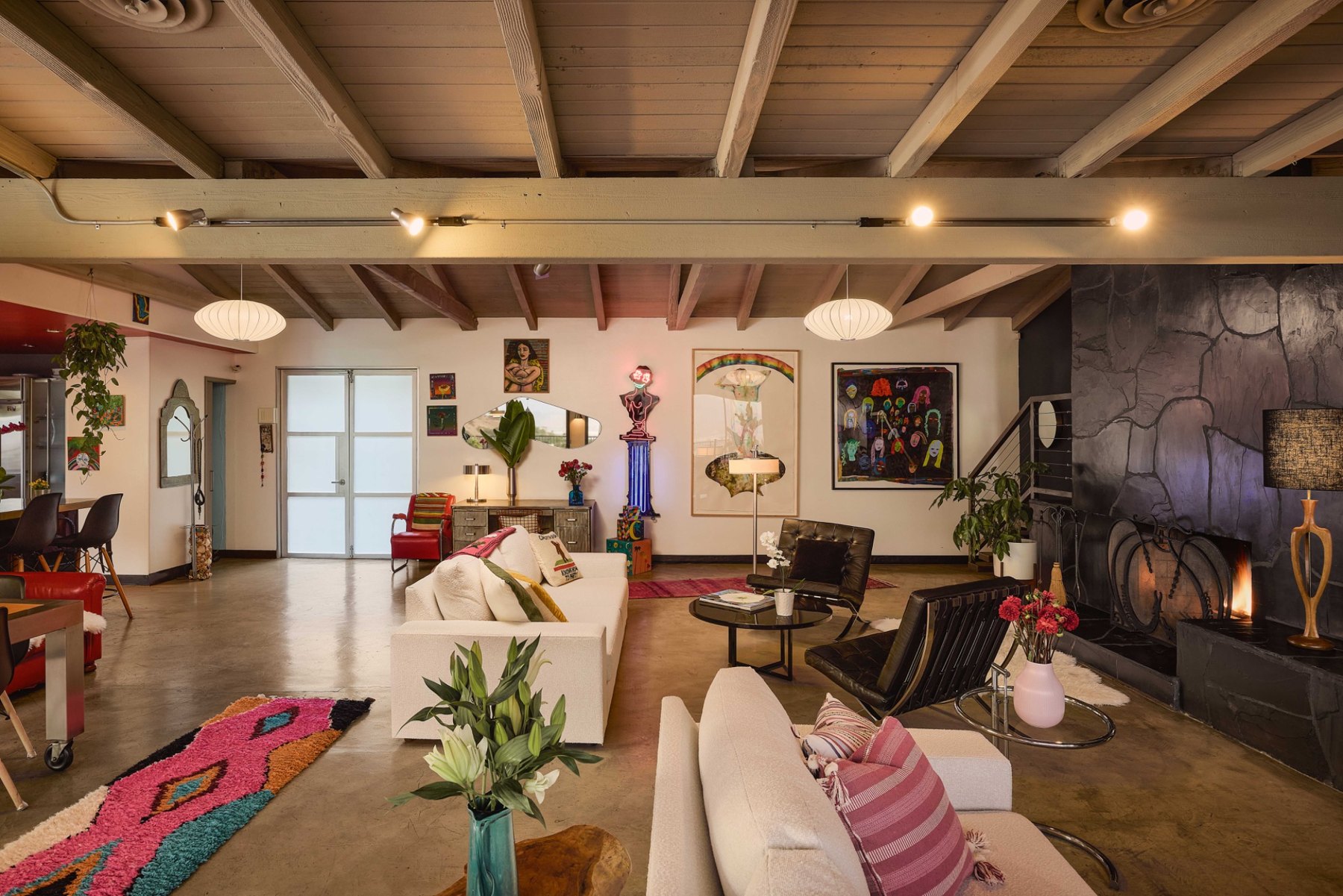 Colourful seating, art and furnishings in the living room